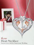 wholesale TOUPOP Christmas Gifts For Women,s925 Sterling Silver Heart Rose A To Z Initial Letter Pendant Necklace With Forever Love Heart Jewelry Valentien Mothers Day Birthday Gifts For Her Wife Mom Sister Girlfriend -0-3