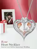 TOUPOP Sterling Silver & Rose A-Z Initial Pendant Necklace-0-3