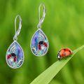 wholesale 925 Sterling Silver Abalone Shell & Zircon Ladybug Dangle Earrings, 1.32 Gift for Women-0-4