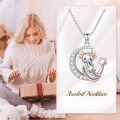 wholesale 925 Sterling Silver Moon & Star Axolotl Charm Necklace - Cute Animal Jewelry for Women-0-3
