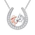 TOUPOP Sterling Silver Horseshoe Necklace with Stone Cowgirl Pendant-0-0