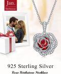 wholesale  Sterling Silver 12 Birthstone Rose Pendant Necklace Mother s Day Gift -0-1