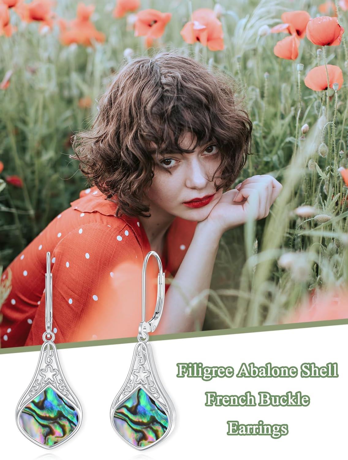 925 Sterling Silver Abalone Shell Teardrop Dangle Earrings  for Women-0-5