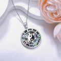 wholesale 925 Sterling Silver Abalone Shell 7 Chakra Yin Yang Lotus Pendant Necklace with Cubic Zirconia Stones and Chain for Women Girls  (Silver)-0-1