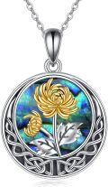 wholesale Sterling Silver Abalone Shell Celtic Knot Birth Flower Necklace for Women-0-18