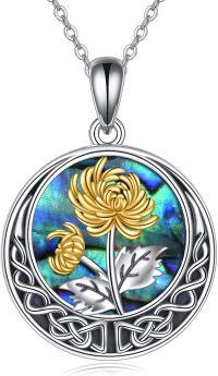 wholesale Sterling Silver Abalone Shell Celtic Knot Birth Flower Necklace for Women-11-November