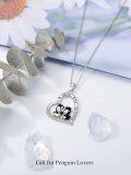 wholesale 925 Sterling Silver Penguin Heart Love You Forever Pendant Necklace for Women-0-6
