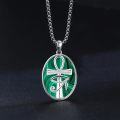 wholesale 925 Sterling Silver Green Malachite Eye of Horus Pendant Necklace-0-4