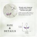 wholesale 925 Sterling Silver Dragonfly Dangle Drop Earrings with Purple and Pink Stones for Women Girls Mom Daughter Gifts-0-4