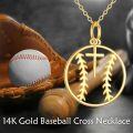 wholesale 14K Gold Baseball Cross Sports Pendant Necklace - Religious Gifts for Women and Men-0-5