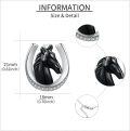 wholesale 925 Sterling Silver Black Horse Head Horseshoe Lucky Charm Pendant Necklace for Women-0-2