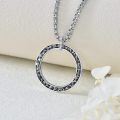 wholesale 925 Sterling Silver Circle Pendant Necklace with Hammered Texture and Chain for Women Men  45cm Length-0-2
