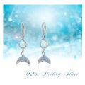 wholesale 925 Sterling Silver Blue Opal Mermaid Tail Drop Earrings-0-5