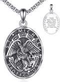 wholesale 925 Sterling Silver Saint Michael Archangel Protection Medal Necklace with Chain Gift for Women and Men-0-0