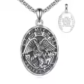 wholesale 925 Sterling Silver Saint Michael Archangel Protection Medal Necklace with Chain Gift for Women and Men-0-0