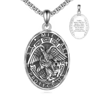 wholesale 925 Sterling Silver Saint Michael Archangel Protection Medal Necklace with Chain Gift for Women and Men-A-02 St Michael