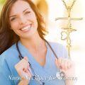 wholesale Gold 925 Sterling Silver Nurse Pendant with Stethoscope and Heartbeat Design - Perfect Gift for RNs-0-1