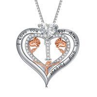 wholesale 925 Sterling Silver Rose Pendant Necklace A Z Initial Letter Heart Jewelry for Women Valentine Mother s Day Birthday Gifts for Her-Letter I