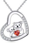 wholesale 925 Sterling Silver Koala Bear Family Love Heart Pendant Necklace  for Women-0-0