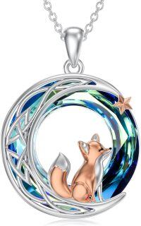 wholesale TOUPOP Fox Necklace For Women Sterling Silver Fox Pendant Necklace With Crystal Fox Jewelry Gifts For Mom Grandma Friend -undefined