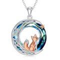 TOUPOP Sterling Silver Crystal Fox Pendant Necklace For Women-0-0