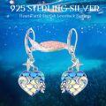 wholesale 925 Sterling Silver Heart-Shaped Mermaid Scale Turtle Drop Earrings for Women and Girls-0-5