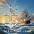 wholesale 925 Sterling Silver Tree of Life Anchor Pendant Necklace with Blue Crystal Accents and Chain for Women's Nautical Sailor Jewelry-0-5