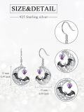 wholesale 925 Sterling Silver Bat Moon Purple Crystal Heart Dangle Earrings Halloween Gothic  for Women Girls-0-3