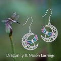 wholesale 925 Sterling Silver Moon & Dragonfly Drop Earrings for Women Girls Gifts Jewelry Accessories-0-2