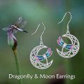 wholesale 925 Sterling Silver Earring Wholesale With Colorful Dragonfly And Moon Design-0-2