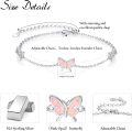 wholesale 925 Sterling Silver Pink Fire Opal Butterfly Charm Bracelet for Women s-0-2