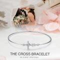wholesale 925 Sterling Silver Infinity Cross Charm Bangle Bracelet for Women - Christian Religious s-0-1