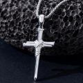 wholesale 925 Sterling Silver Cross Pendant With Nail Details On Chain Necklace-0-25