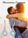 wholesale 925 Sterling Silver Teardrop Moonstone Celtic Knotwork Leverback Earrings-0-5