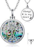 wholesale 925 Sterling Silver Tree of Life Abalone Shell Cremation Keepsake Pendant Necklace with Funnel and Fill Tool - Always in My Heart-0-0