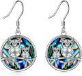wholesale 925 Sterling Silver Owl Family Drop Earrings with Abalone Shell Gift for Women Girls-0-0