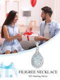 wholesale 925 Sterling Silver Blue Moonstone Teardrop Filigree Pendant Necklace-0-1