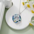 wholesale 925 Sterling Silver Monkey with Banana and Leaves Design Blue Crystal Pendant Necklace USA-0-2