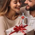 wholesale TOUPOP Ruby Cross Necklace For Women Sterling Silver July Birthstone Cross Pendant Necklace Heart Cross Christian Jewelry Birthday Christmas Gifts For Women Her -0-2
