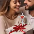 TOUPOP Sterling Silver Ruby Cross Pendant Necklace For Women-0-2