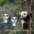 wholesale 925 Sterling Silver Panda Moonstone Stud Earrings for Women Girls Cute Animal  Idea-0-5