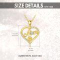 wholesale 14K Gold Blue Topaz Double Heart Mom Pendant Necklace for Women-0-5