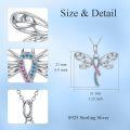 wholesale Sterling Silver Pink & Blue Austrian Crystal Dragonfly Pregnancy Loss Awareness Ribbon Pendant Necklace, Hypoallergenic, 18+2 Adjustable, Gift Box-0-3