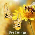 wholesale 925 Sterling Silver Gold Plated Honeybee Drop Dangle Hook Earring for Women Girls Gifts-0-5