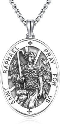 wholesale 925 Sterling Silver St Raphael the Archangel Prayer Medal Necklace Pendant-24a-St Raphael-24a-St Raphael