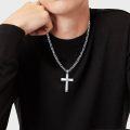 wholesale Sterling Silver Christian Cross Pendant with Figaro Chain Lord s Prayer Jewelry Gift-0-2