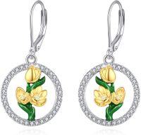 wholesale  Sterling Silver Gemstone Dangle Earrings for Women Jewelry Gifts ( chars)-Tulip