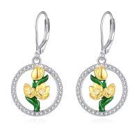 wholesale  Sterling Silver Gemstone Dangle Earrings for Women Jewelry Gifts ( chars)-Tulip