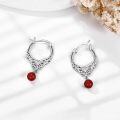 wholesale 925 Sterling Silver Red Carnelian & Green Moss Agate Dangle Drop Earrings for Women Girls  4cm Long-0-2