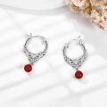 wholesale 925 Sterling Silver Red Carnelian & Green Moss Agate Dangle Drop Earrings for Women Girls  4cm Long-0-2